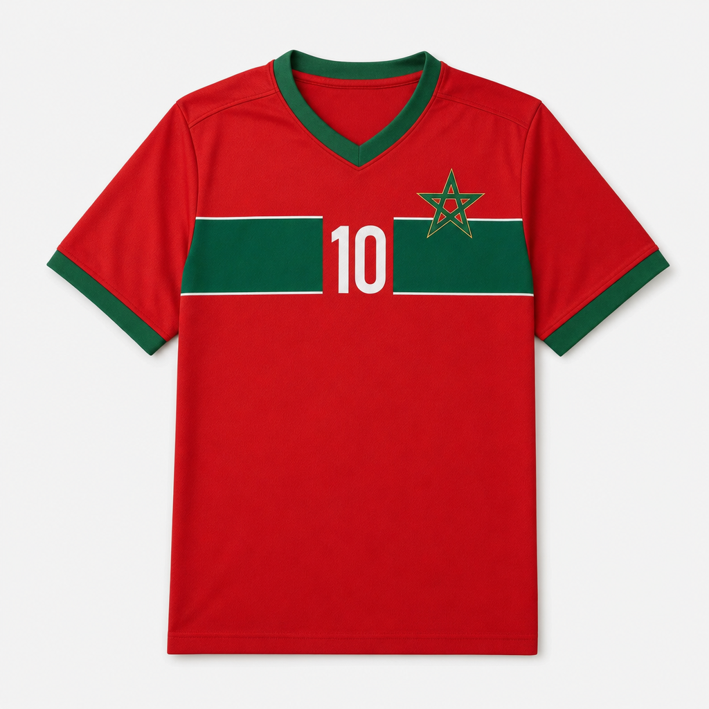 Maillot Maroc Personnalisé Enfant – Nom & Numéro au Choix