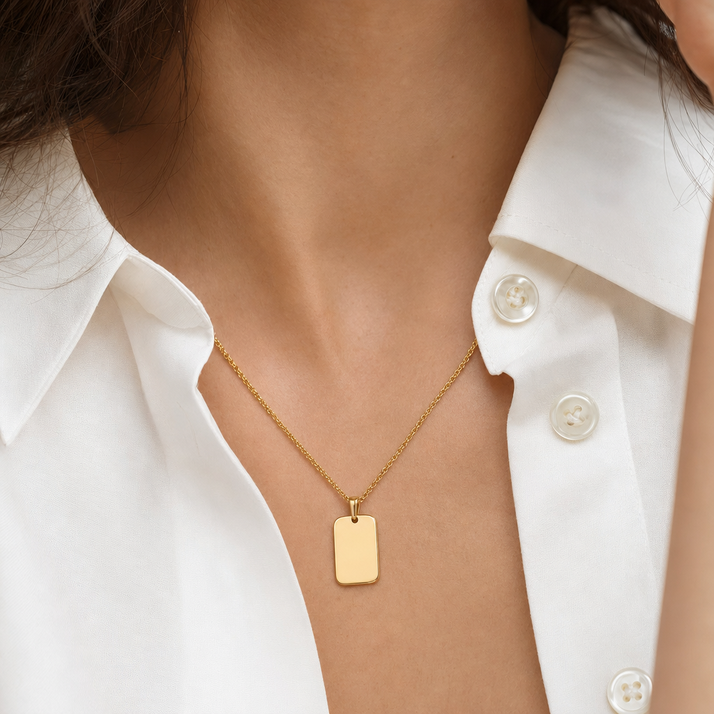 Collier Message Gravé · Finition Or – Votre texte, gravé pour la vie